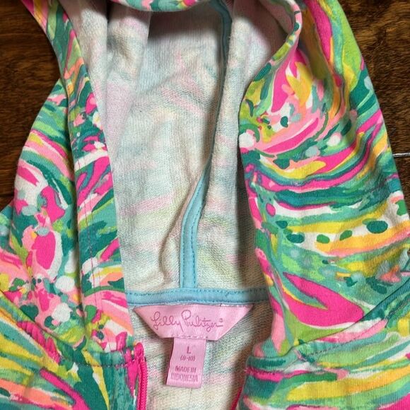 Lilly Pulitzer Multicolor Hooded swimsuit Coverup, size L/8-10 - Picture 2 of 6